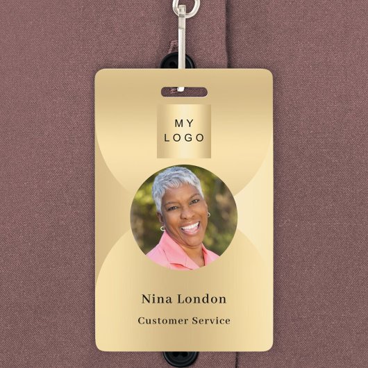 Gouden foto naam arch QR code business logo Badge