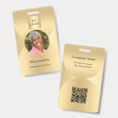 Gouden foto naam arch QR code business logo Badge (Voor- en achterkant)
