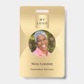 Gouden foto naam arch QR code business logo Badge (Voorzijde)