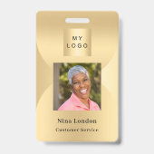 Gouden foto naam boog QR-code bedrijfslogo Badge (Voorzijde)