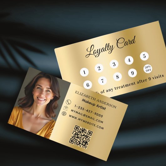 Gouden foto QR code zakelijke loyaliteitskaart Klantenkaartje