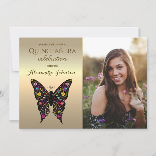 Gouden foto Quinceanera 15e verjaardag Kaart (Voorkant)