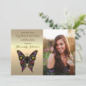 Gouden foto Quinceanera 15e verjaardag Kaart (Staand voorkant)