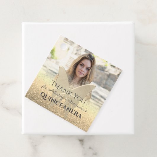Gouden foto Quinceanera dank u Bedankjes Labels (In situ)