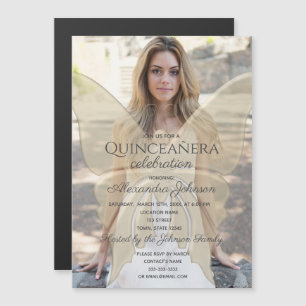Gouden Foto Quinceanera Magnetische Uitnodiging