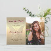 Gouden Foto Quinceanera Save The Date (Staand voorkant)