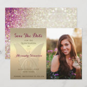 Gouden Foto Quinceanera Save The Date (Voorkant / Achterkant)