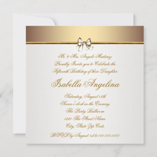  gouden foto Quinceanera Uitnodigingen (Achterkant)