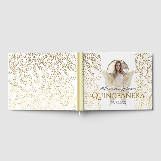 Gouden foto Quinceanera Verjaardag Gastenboek (Volledig)