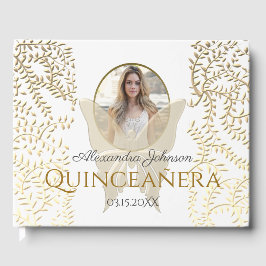 Gouden foto Quinceanera Verjaardag Gastenboek