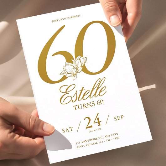 Gouden Foto Save The Date 60e Verjaardag Kaart