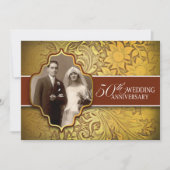 Gouden foto-uitnodigingen voor 50-jarig huwelijksj kaart (Voorkant)