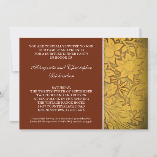 Gouden foto-uitnodigingen voor 50-jarig huwelijksj kaart (Achterkant)