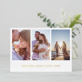 Gouden Fotocollage Elegante Trouwreceptie Folie Uitnodiging (Staand Voorkant)