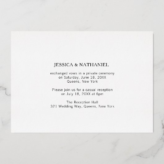 Gouden Fotocollage Elegante Trouwreceptie Folie Uitnodiging (Achterkant)