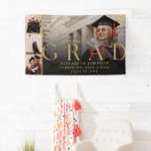 Gouden Fotocollage Modern Graduation Party Banner (Insitu)