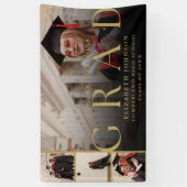 Gouden Fotocollage Modern Graduation Party Banner (Verticaal)