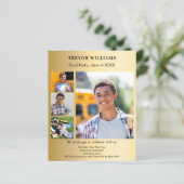 Gouden fotocollage Uitnodiging Graduation Party (Staand voorkant)