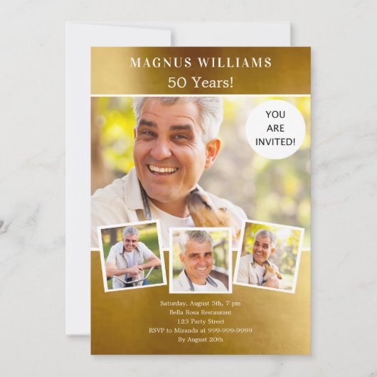 Gouden fotocollage verjaardag kaart (Voorkant)