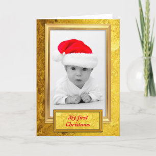 Gouden fotolijst verticaal IV + jouw foto & tekst Feestdagen Kaart