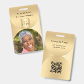 Gouden fotonaam boog QR-code bedrijfslogo Badge (Voor- en achterkant)