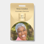 Gouden fotonaam boog QR-code bedrijfslogo Badge (Voorzijde)