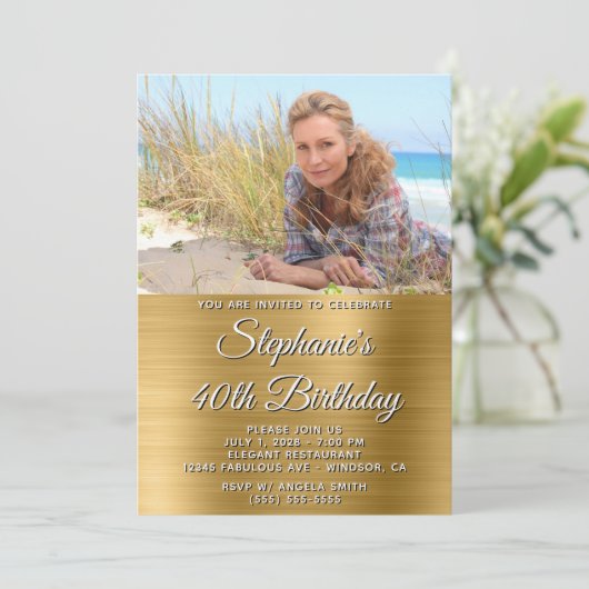 Gouden Fotootje 40e Verjaardag Kaart (Staand voorkant)
