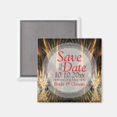 Gouden Fractal Art Save the Date Magnet (Voorkant / Achterkant)