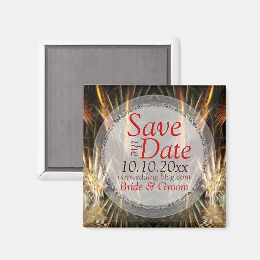 Gouden Fractal Art Save the Date Magnet (Voorkant / Achterkant)