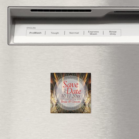 Gouden Fractal Art Save the Date Magnet (Insitu (Vaatwasser))