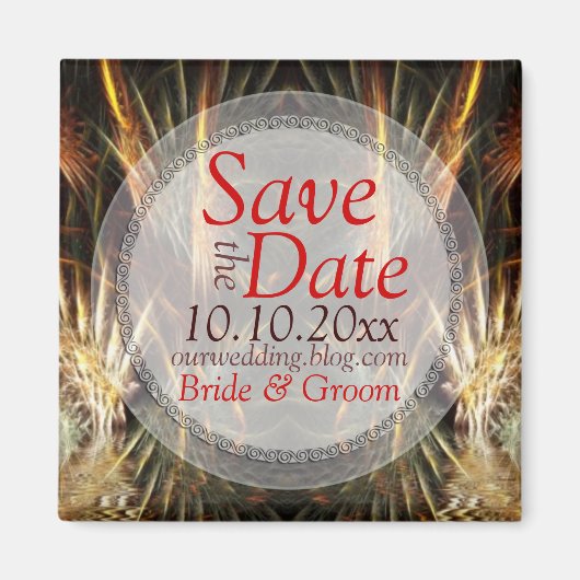 Gouden Fractal Art Save the Date Magnet (Voorkant)