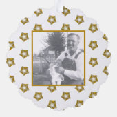 Gouden Fractal Sterren op Wit | Voorouderfoto Ornament Kaart (Achterkant)