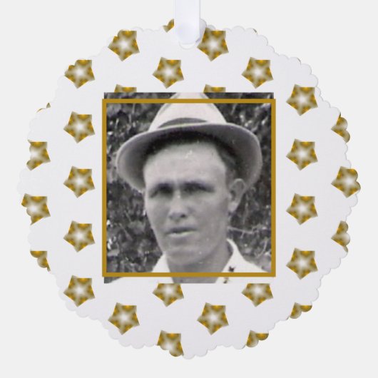 Gouden Fractal Sterren op Wit | Voorouderfoto Ornament Kaart (Voorkant)