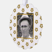 Gouden Fractal Sterren op Wit | Voorouderfoto Ornament Kaart (Links)