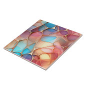 Gouden Fractal Voronoi met regenboogtint Tegeltje (Zijkant)