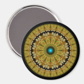 Gouden fractale heldere ornament mandala magneet (Voorkant / Achterkant)