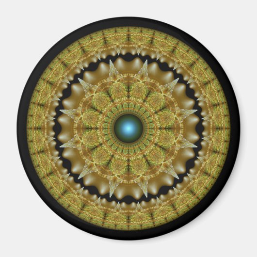 Gouden fractale heldere ornament mandala magneet (Voorkant)