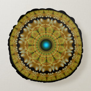 Gouden fractale heldere ornament mandala rond kussen
