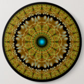 Gouden fractale heldere ornament mandala ronde button 6,0 cm (Voorkant)