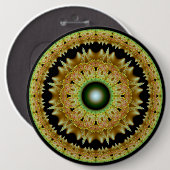 Gouden fractale ronde mandala button 6,0 cm (Voorkant /achterkant)