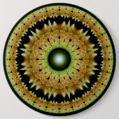 Gouden fractale ronde mandala button 6,0 cm (Voorkant)