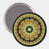 Gouden fractale ronde mandala magneet (Voorkant / Achterkant)