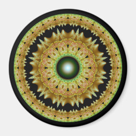 Gouden fractale ronde mandala magneet