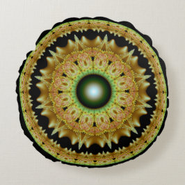 Gouden fractale ronde mandala rond kussen