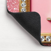 Gouden Frame Diamant Initiaal I Roze Glitter Monog Muismat (Hoek)