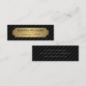 Gouden Frame Zwarte Strepen op Zwart Mini Visitekaartje (Voorkant / Achterkant)