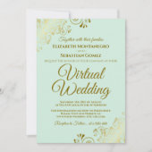 Gouden franje neo munt groen elegante virtuele bru kaart (Voorkant)