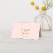Gouden franje op Blush Pink Elegant Wedding Write- Plaatskaartje (Achterkant)