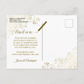 Gouden franjes Blush Roze Bruiloft Save the Date F Aankondigingskaart (Achterkant)