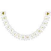 Gouden franjes op witte bruiloft paar namen elegan vlaggetjes (Alle)